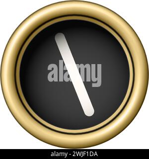 Umgekehrtes Schrägstrichsymbol. Goldene Vintage Schreibmaschinentaste isoliert auf weißem Hintergrund Stock Vektor