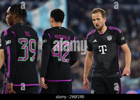 Harry Kane von Bayern München während des Champions-League-Fußballspiels zwischen SS Lazio und FC Bayern München im Olimpico-Stadion in Rom (Italien), 14. Februar 2024. Stockfoto