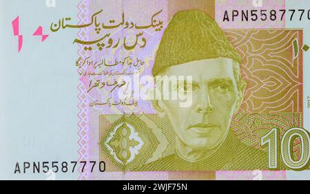 Nationale Währung Pakistan ist Banknotengeld zehn Rupien Stockfoto
