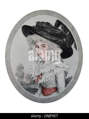 Porträt von Lady Duncannon (1761–1821), Henrietta Frances Viscountess Duncannon, 1797. Sie war die Ehefrau von Frederick Ponsonby, 3. Earl of Bessborough. Colour Illustration from the Connoisseur, an Illustrated Magazine for Collectors Vol 3 (Mai-Aug 1902), veröffentlicht in London. Stockfoto