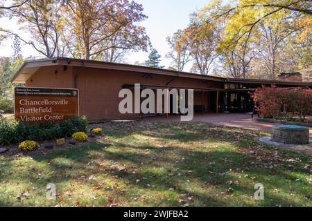 Chancellorsville, Virginia, 4. November 2023: Vor dem Chancellorsville Battlefield Visitor Center im Spotsylvania County Stockfoto