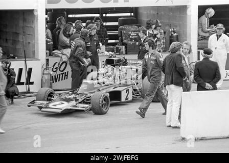 John Player Lotus 72 E, gefahren von Jacky Ickx beim Formel 1 Grand Prix 1974 im Mosport Park, startete 21., belegte 13. Platz Stockfoto