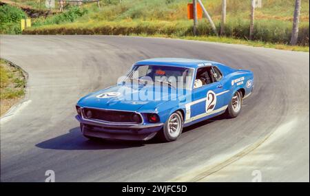 Horst Kwech fuhr einen Shelby Racing Ford Mustang Boss 302 auf der Trans-am 1969 auf dem Circuit Mont-Tremblant in St. Jovite, Quebec, DNF Stockfoto
