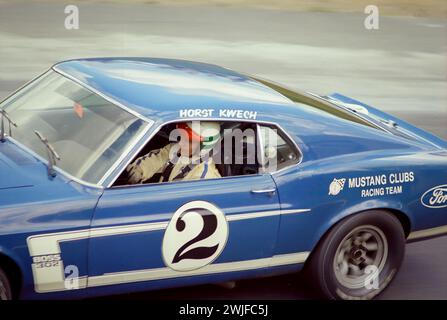 Horst Kwech fuhr einen Shelby Racing Ford Mustang Boss 302 auf der Trans-am 1969 auf dem Circuit Mont-Tremblant in St. Jovite, Quebec, DNF Stockfoto