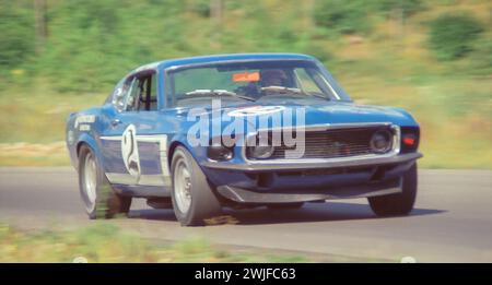Horst Kwech fuhr einen Shelby Racing Ford Mustang Boss 302 auf der Trans-am 1969 auf dem Circuit Mont-Tremblant in St. Jovite, Quebec, DNF Stockfoto