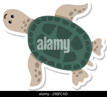 Niedliches Zeichentrickschildkröten-Aufkleberdesign Stock Vektor