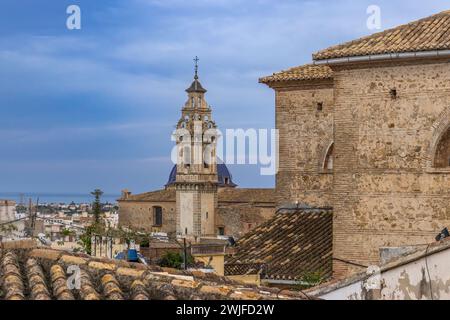 Malerischer Blick auf die Kirche San Roque, Oliva, Valencia, Spanien Stockfoto