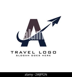 Letter A Travel Logo Icon Design mit fließendem Grafikelement für Reisebüros-Logos Stock Vektor