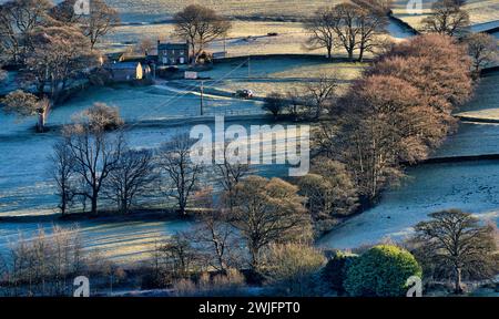 Ashes Farm an einem kalten Morgen im Winter Stockfoto