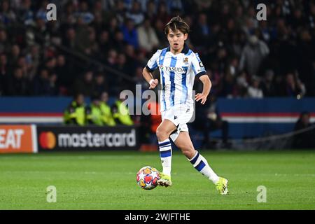 Paris, Frankreich. Februar 2024. Julien Mattia/Le Pictorium - PSG - Real Sociedad - 14/02/2024 - Frankreich/Ile-de-France (Region)/Paris - Takefusa Kubo während der 8. Champions-League-Runde zwischen PSG und Real Sociedad im Parc des Princes, 14. Februar 2024 Credit: LE PICTORIUM/Alamy Live News Stockfoto