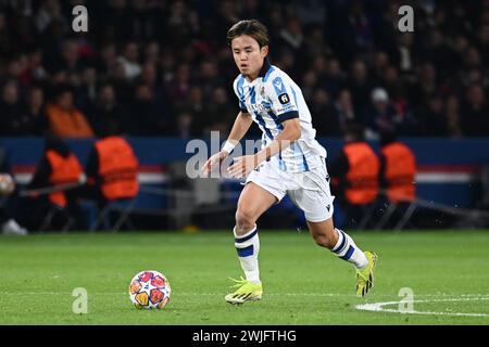 Paris, Frankreich. Februar 2024. Julien Mattia/Le Pictorium - PSG - Real Sociedad - 14/02/2024 - Frankreich/Ile-de-France (Region)/Paris - Takefusa Kubo während der 8. Champions-League-Runde zwischen PSG und Real Sociedad im Parc des Princes, 14. Februar 2024 Credit: LE PICTORIUM/Alamy Live News Stockfoto