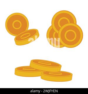Illustration eines Goldmünzensatzes Stock Vektor