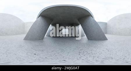 Betonstruktur mit Walkway und Sky 360 Panorama vr-Umgebungskarte Stockfoto