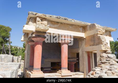 Palast von Minos, archäologische Stätte aus der Bronzezeit von Knossos, Heraklion, Kreta, Griechenland. Stockfoto