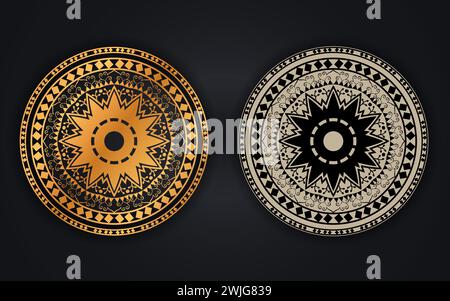 Luxuriöse goldene Farbe oder farbenfrohes islamisches Mandala-Hintergrunddesign. Kreisförmiges Muster in Form von Mandala für Henna, Mehndi, Tattoo, Dekoration. Stock Vektor