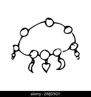 Umrichte das Armband des Mädchenjuwels für Freundschaft. Vektorabbildung Umrissskizze. Handgezeichnete Jewerly-Illustration. Stock Vektor