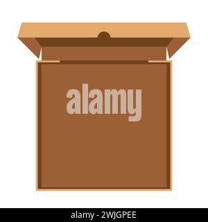 Pizzakarton geöffnet, Draufsicht. Illustration des flachen Vektors auf weißem Hintergrund Stock Vektor