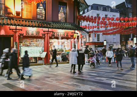 Chinatown London bei Sonnenuntergang: Ein Kaleidoskop an Farben, Kulturen und Küchen. Stockfoto