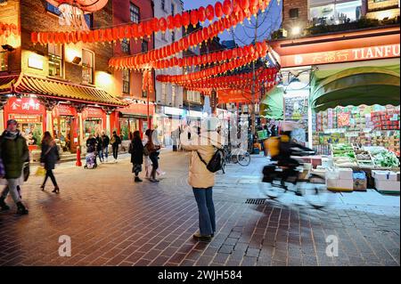 Chinatown London bei Sonnenuntergang: Ein Kaleidoskop an Farben, Kulturen und Küchen. Stockfoto