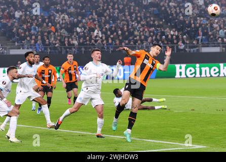 Hamburg – 15. Februar 2024: UEFA Europa League-Spiel Shakhtar Donetsk gegen Marseille im Hamburger Volksparkstadion Stockfoto