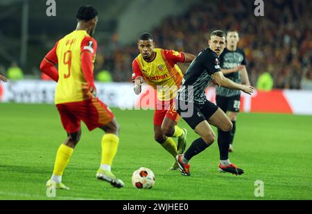 Frankreich. Februar 2024. © PHOTOPQR/VOIX DU NORD/MATTHIEU BOTTE; 15/02/2024; 15/02/2024. Linse. Fußball. Lens Fribourg Europa League Konferenz. Andy diouf. FOTO MATTHIEU BOTTE LA VOIX DU NORD *** lokaler Bildtitel *** Credit: MAXPPP/Alamy Live News Stockfoto