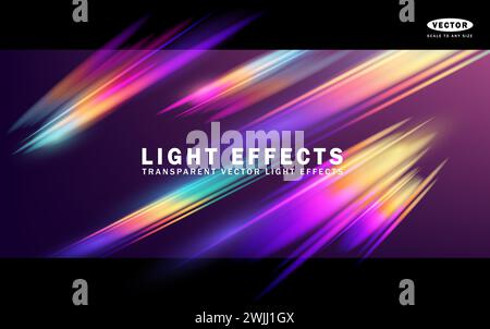 Regenbogenförmige Lichteffekte mit transparenter Linse. Vektorabbildung Stock Vektor