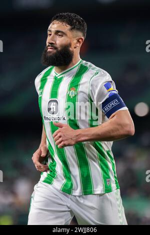 Sevilla, Spanien. Februar 2024. SEVILLA, SPANIEN - 15. FEBRUAR: Nabil Fekir von Real Betis während des Playoff First Leg - UEFA Europa Conference League Spiels zwischen Real Betis und GNK Dinamo Zagreb am 15. Februar 2024 in Sevilla. (Kreditbild: © Jose Luis Contreras/DAX via ZUMA Press Wire) NUR REDAKTIONELLE VERWENDUNG! Nicht für kommerzielle ZWECKE! Stockfoto