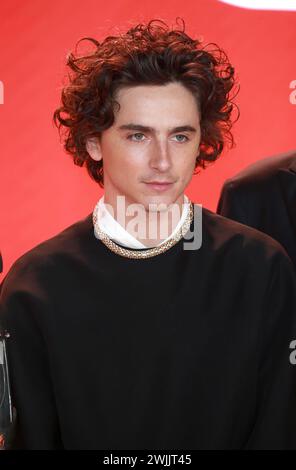 London, Großbritannien. Februar 2024. Timothée Chalamet besucht die Weltpremiere von „Dune: Part Two“ am Leicester Square in London, England. (Foto: Fred Duval/SOPA Images/SIPA USA) Credit: SIPA USA/Alamy Live News Stockfoto