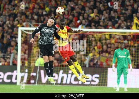 Frankreich. Februar 2024. © PHOTOPQR/VOIX DU NORD/Maillard ; 15/02/2024 ; NO DAM Football ligue Europa 15/02/2024, linse contre fribourg au stade bollaert Match aller rclens rc. FOTO LUDOVIC MAILLARD LA VOIX DU NORD Credit: MAXPPP/Alamy Live News Stockfoto