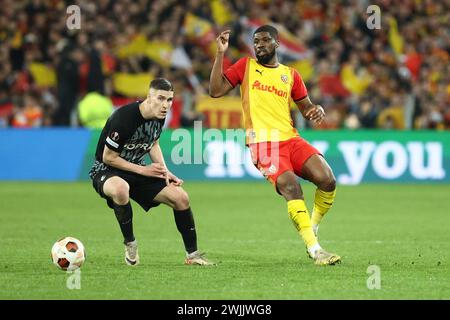 Frankreich. Februar 2024. © PHOTOPQR/VOIX DU NORD/Maillard ; 15/02/2024 ; NO DAM Football ligue Europa 15/02/2024, linse contre fribourg au stade bollaert Match aller rclens rc. FOTO LUDOVIC MAILLARD LA VOIX DU NORD Credit: MAXPPP/Alamy Live News Stockfoto