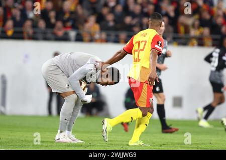 Frankreich. Februar 2024. © PHOTOPQR/VOIX DU NORD/Maillard ; 15/02/2024 ; NO DAM Football ligue Europa 15/02/2024, linse contre fribourg au stade bollaert Match aller rclens rc. FOTO LUDOVIC MAILLARD LA VOIX DU NORD Credit: MAXPPP/Alamy Live News Stockfoto