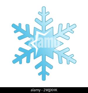 Nettes Vektor isoliertes Wetter App Symbol mit blauer Schneeflocke. Schnittstellenelemente in flacher Ausführung. Minimaler Zeichentrickfilm für Design-Webbanner und g Stock Vektor