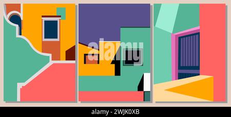 Set mit abstrakten Vektorkunstplakaten. Stock Vektor