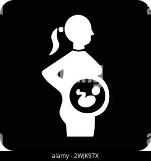 Schwangerschaft oder Mutterschaft Symbol Schwarz-weiß flache Vektor-Illustration Stock Vektor