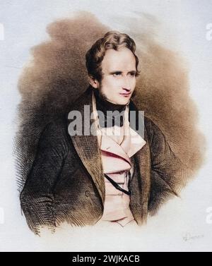 Alfred Victor Comte de Vigny, 1797-1863. Französischer Dichter, Dramatiker und Romancier, Historisch, digital restaurierte Reproduktion von einer Vorlage aus dem 19. Jahrhundert, Datum nicht angegeben Stockfoto