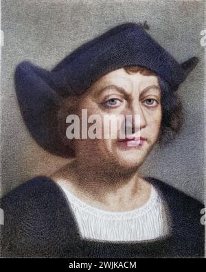 Christoph Kolumbus, 1451-1506, spanischer Entdecker, Entdecker von Amerika, Historisch, digitale restaurierte Reproduktion von einer Vorlage aus dem 19. Jahrhundert, Datum nicht angegeben Stockfoto