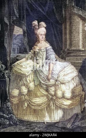 Marie-Antoinette (geb. 2. November 1755 in Wien; Std. 16. Oktober 1793 in Paris) wurde als Erzherzogin Maria Antonia von Österreich geboren. Durch Heirat mit dem Thronfolger Ludwig August wurde sie am 16. Mai 1770 Dauphine von Frankreich, Historisch, digital restaurierte Reproduktion von einer Vorlage aus dem 19. Jahrhundert, Datum nicht angegeben Stockfoto