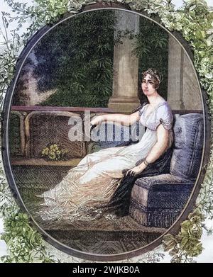 Josephine de Beauharnais, geborene Marie Josephe Rose de Tascher de la Pagerie; (geb. 23. Juni 1763 in Les Trois-Îlets auf Martinique; gest. 29. Mai 1814 in Rueil-Malmaison) war als Ehefrau Napoleons Kaiserin der Franzosen, Historisch, digital restaurierte Reproduktion von einer Vorlage aus dem 19. Jahrhundert, Datum nicht angegeben Stockfoto