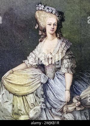 Marie-Louise von Savoyen (geb. 8. September 1749 in Turin; Std. 3. September 1792 in Paris) war eine geborene Prinzessin von Savoyen, Historisch, digital restaurierte Reproduktion von einer Vorlage aus dem 19. Jahrhundert, Datum nicht angegeben Stockfoto