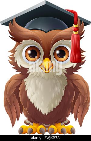 Wise Owl Bird Cartoon-Professor Für Den Abschluss Stock Vektor