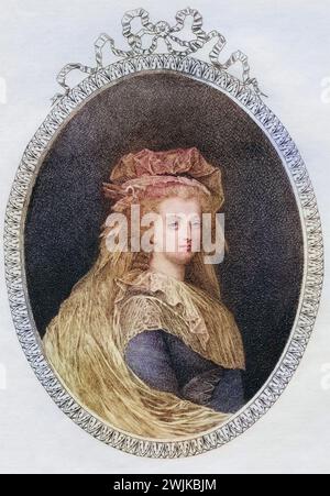 Marie-Antoinette (geb. 2. November 1755 in Wien; Std. 16. Oktober 1793 in Paris) wurde als Erzherzogin Maria Antonia von Österreich geboren. Durch Heirat mit dem Thronfolger Ludwig August wurde sie am 16. Mai 1770 Dauphine von Frankreich, Historisch, digital restaurierte Reproduktion von einer Vorlage aus dem 19. Jahrhundert, Datum nicht angegeben Stockfoto