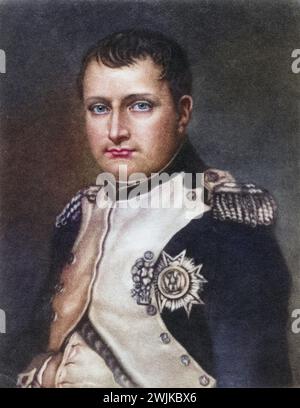 Napoleon Bonaparte, als Kaiser Napoleon I. (geb. 15. August 1769 in Ajaccio; Std. 5. Mai 1821 in Longwood House), war General der Ersten Republik, erster Konsul Frankreichs und schließlich Kaiser der Franzosen, Historisch, digital restaurierte Reproduktion von einer Vorlage aus dem 19. Jahrhundert, Datum nicht angegeben Stockfoto