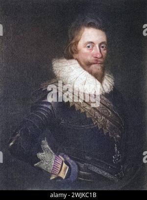 Henry Wriothesley, 3. Earl of Southampton (geb. 6. Oktober 1573 in Cowdray House bei Midhurst; gest. 10. November 1624 in Bergen op Zoom) war ein englischer Adliger, der als Patron von William Shakespeare und mit-Gründer der Kolonie Virginia bekannt ist, historisch, digital restaurierte Reproduktion von einer Vorlage aus dem 19. Jahrhundert, Datum nicht angegeben Stockfoto