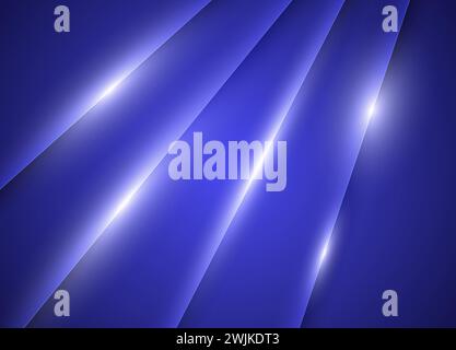 Blaue Leuchtlinie abstrakter minimaler Neonhintergrund, Vektor glüht gerade Linie. Helle Wandbeleuchtung mit LED-Lampe. Blaue futuristische Tapete Stock Vektor
