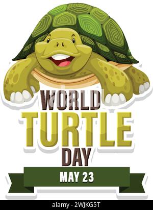 Happy Turtle Cartoon anlässlich des Welttags der Schildkröte Stock Vektor