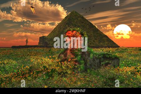 Pyramide Und Sphinx Stockfoto