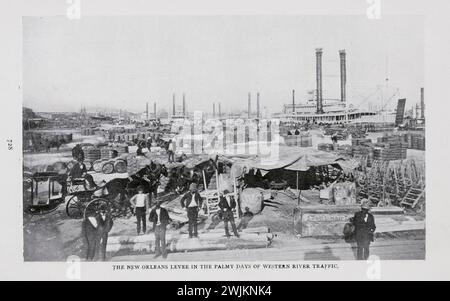 Die New Orleans Levee in den palmigen Tagen des Western River-Verkehrs aus dem Artikel FRÜHE DAMPFSCHIFFE AUF Western AMERICAN RIVER. Durch Kontra D. Millar. Vom Engineering Magazine widmet sich Industrial Progress Band XI Oktober 1897 The Engineering Magazine Co Stockfoto