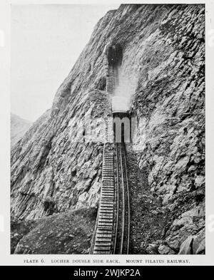 Locher Double Side Rack, Mount Pilatus Railway, Schweiz aus dem Artikel FORTSCHRITT IN DER PERFEKTION DER ZAHNRADBAHN. Von E. L. Corthell. Vom Engineering Magazine gewidmet dem Industrial Progress Band XIV Oktober 1897 bis März 1898 The Engineering Magazine Co Stockfoto