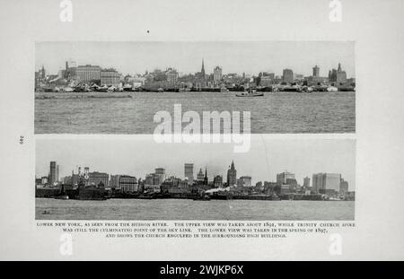 Lower New York City vom Hudson River aus gesehen Stockfoto