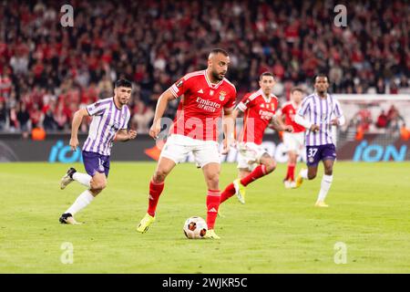 Lissabon, Portugal. Februar 2024. Arthur Cabral von SL Benfica wurde während des Spiels der UEFA Europa League 2023/24 zwischen Benfica und Toulouse im Estádio do Sport Lisboa e Benfica gesehen. Endergebnis: Benfica 2 - 1 Toulouse. (Foto: Nuno Branco/SOPA Images/SIPA USA) Credit: SIPA USA/Alamy Live News Stockfoto